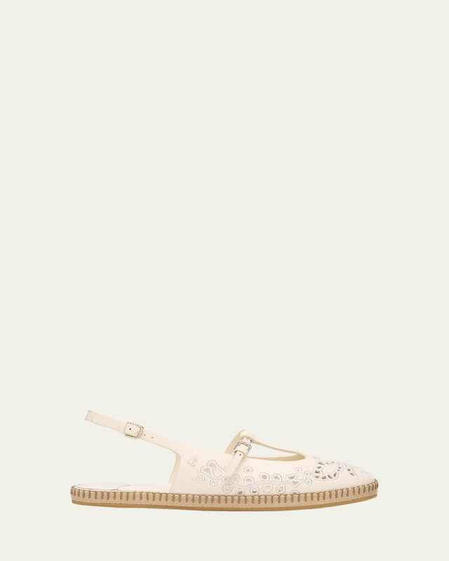 Amiee Leather Embroidered Espadrille Ballerina Flats
